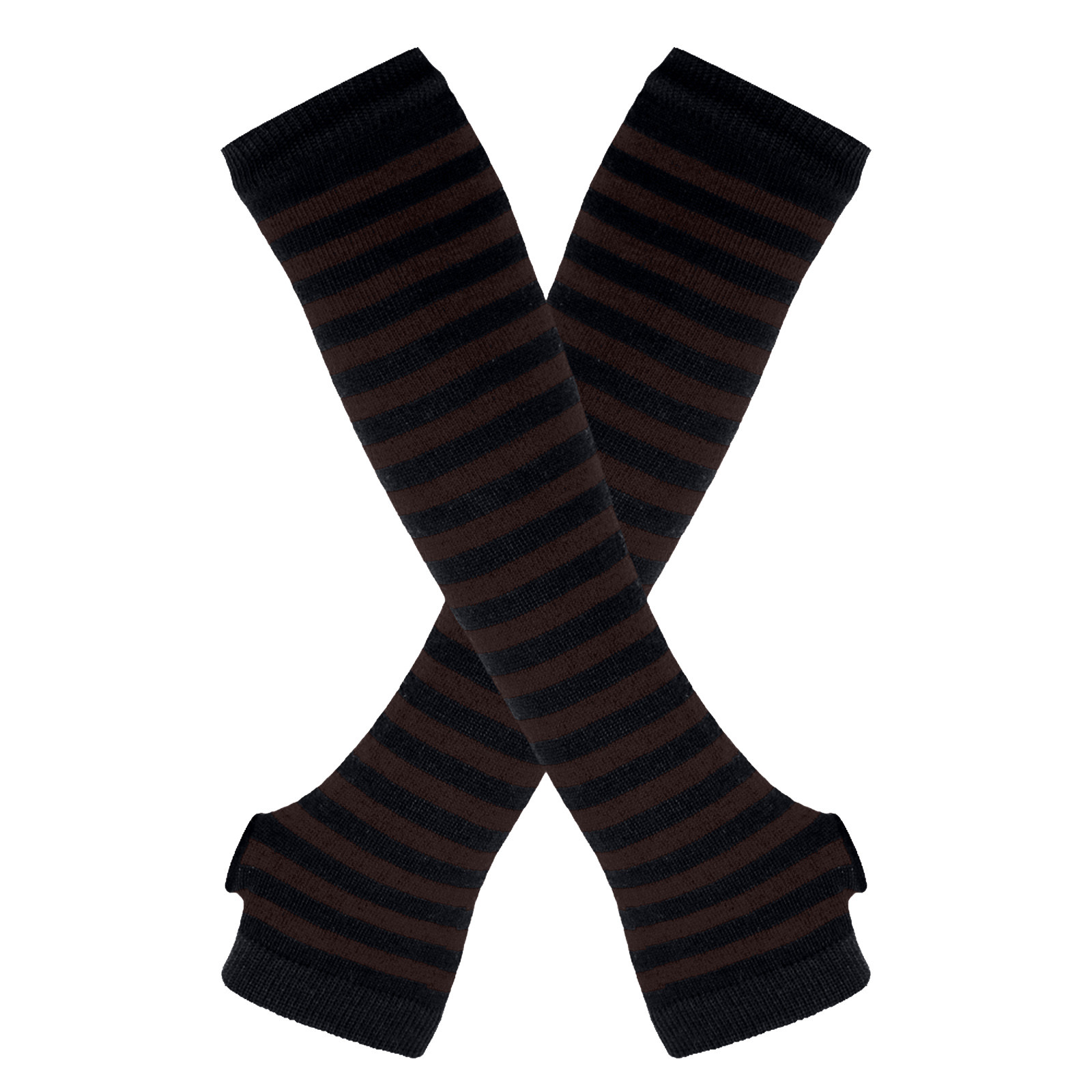 RPVATI Warm Fingerless Gloves Knit Striped Women's Winter Arm Warmers Winter Arm Sleeves Long Football Gloves Coffee Free size